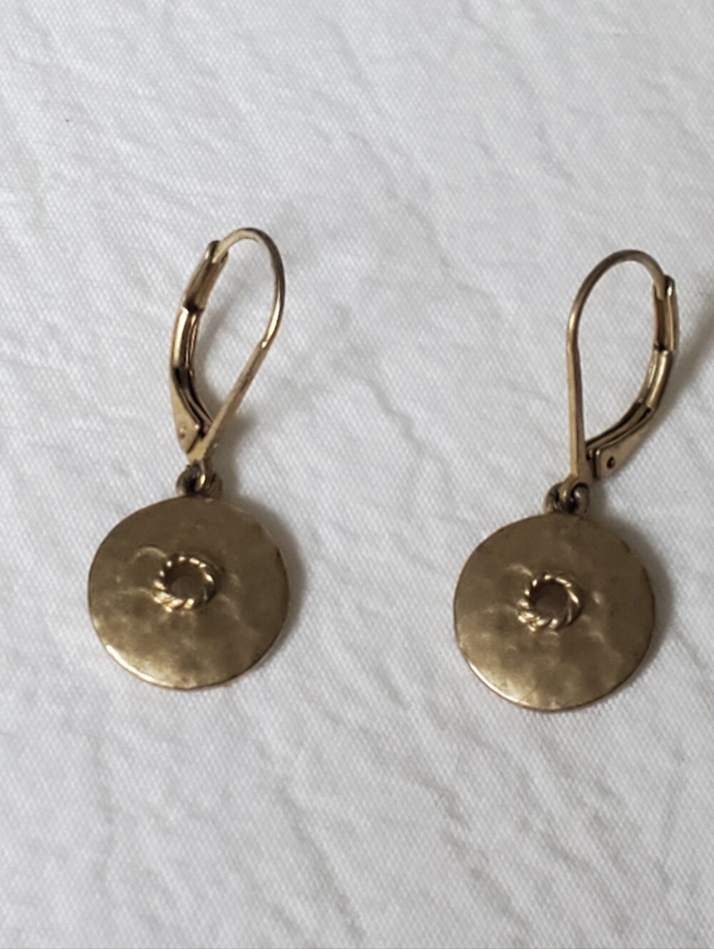 Vintage Lauren Ralph Lauren Hammered Gold-tone Disc Drop Earrings